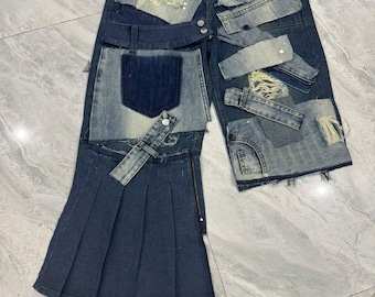 Custom denim pants, paint and rewwork jeans