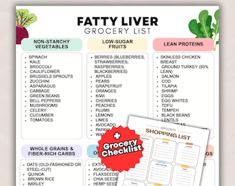 Fatty Liver Grocery List Printable, Liver Detox & Healthy Foods, Foods for NAFLD and NASH PDF + Bonus Grocery Checklist