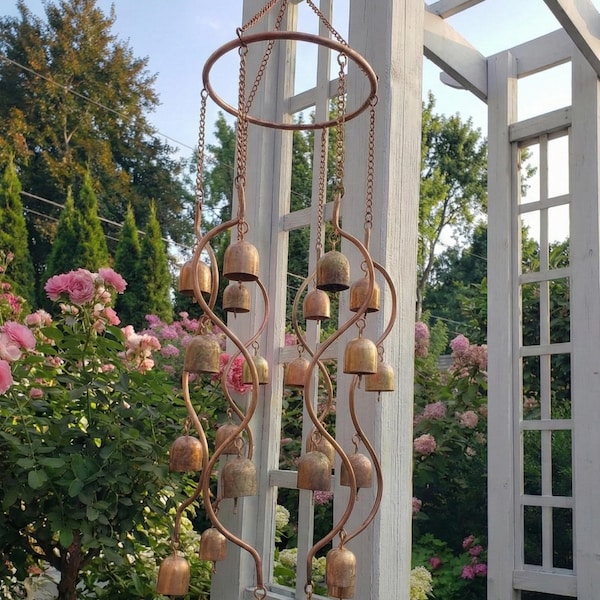 Campana de viento de cobre para jardín de hadas: 24 campanas de metal para colgar en el patio o la terraza.