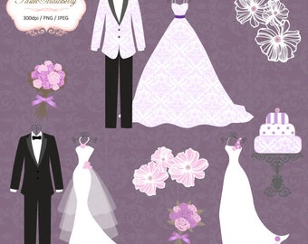 3 Luxury Wedding Dress & 2 Tuxedo (purple) - Personal Or Small Commercial Use (P042)