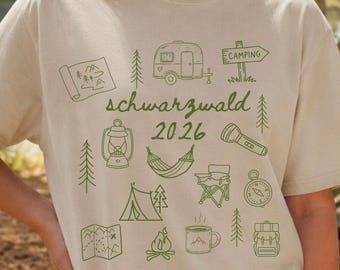 Custom Camper Gift, Camping Lover Shirt, Schwarzwald T-shirt, Hiking and Nature Lover Outfit,  Outdoor Adventure Tee, Campfire Crew Shirt