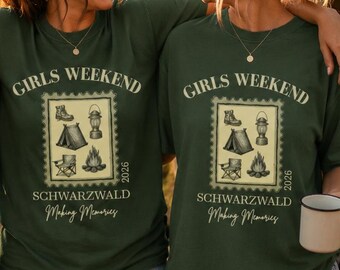 Girls Weekend Shirt, Personalized Camping Trip Tee, Matching Friend Group Shirt, Custom Camp Gift, Outdoor Adventure Tee