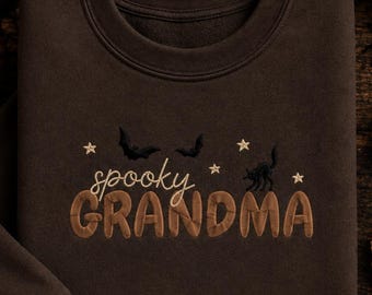 Embroidered Grandma Halloween Crewneck Sweater, Spooky Granny Shirt, Boo Crew Hoodie, Witchy Gift for Grandma, Spooky Season Outfit