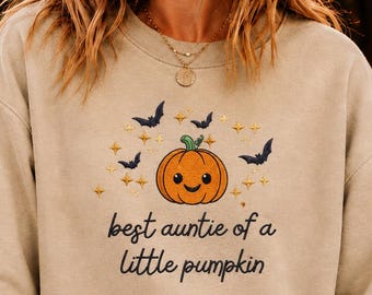 Embroidered New Auntie Reveal, Baby Shower Halloween, Aunt to Be, Best Auntie of a Little Pumpkin, Pregnancy Announcement, Baby Party