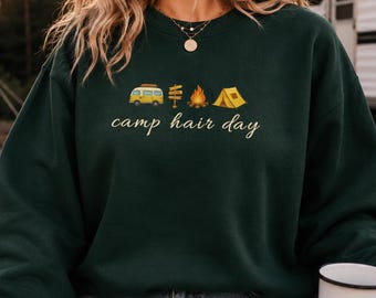 Embroidered Camper Gift, Camping Lover Sweatshirt, Camping Crewneck Gift, Hiking Hoodie, Nature Lover Outfit,  Outdoor Adventure Sweater