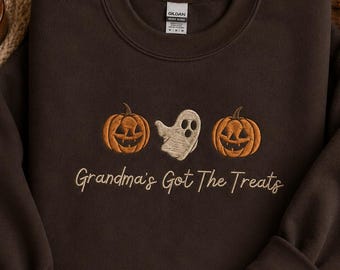 Embroidered Grandma Halloween Crewneck Sweater, Spooky Granny Shirt, Boo Crew Hoodie, Witchy Gift for Grandma, Spooky Season Outfit