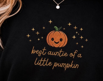 Embroidered New Auntie Reveal, Baby Shower Halloween, Aunt to Be, Best Auntie of a Little Pumpkin, Pregnancy Announcement, Baby Party