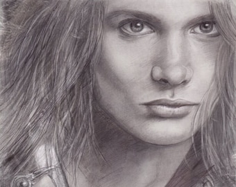 Sebastian Bach - Skid Row -  Black and White Pencil Portrait
