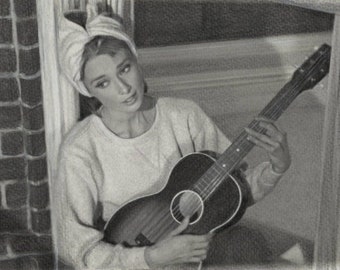 Moon River - Audrey Hepburn as Holly Golightly in Breakfast at Tiffany's - Pencil Drawing - Realism