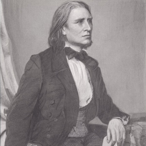 Franz Liszt Black and White Realism Pencil Drawing Print image 1