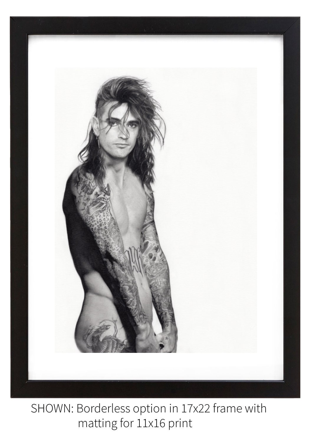 Nude & Tattooed Tommy Lee Pencil and Charcoal Portrait - Etsy Australia