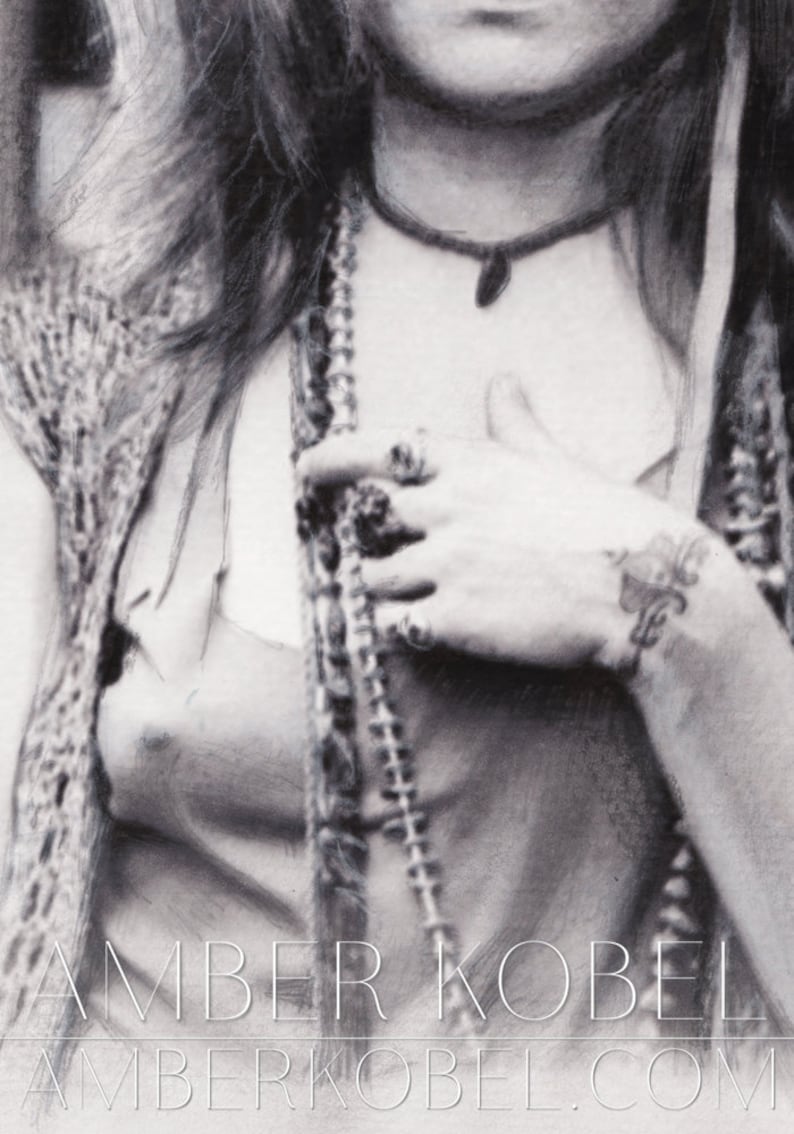 Janis Joplin Like a pearl, A pearl of a girl Pencil Portrait Realism image 4