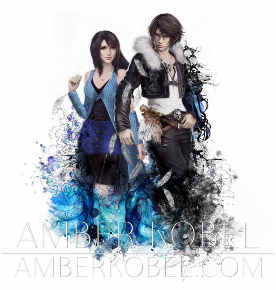 Final Fantasy VIII - Rinoa Heartilly and Squall Leonheart of Final Fantasy  8 - FF8 - Gouache, Watercolor, Floral, Pencil - Etsy, image size:1080x1138