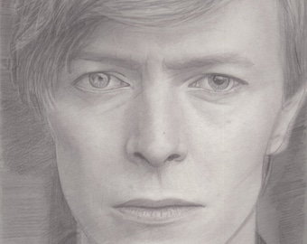The Beautiful David Bowie - Black&White Face Study - Pencil Portrait