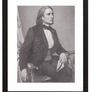 Franz Liszt Black and White Realism Pencil Drawing Print image 6