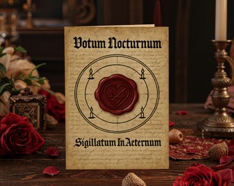 Ritual Manuscript Printable Valentine Card 5x7 – Occult Wax Seal Art Digital Download