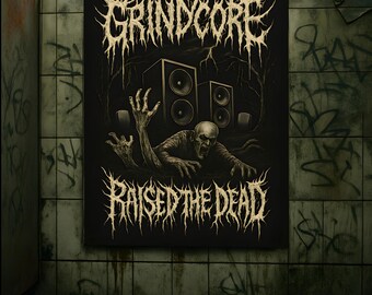 Grindcore Raised the Dead Printable Poster 2:3 – Horror Metal Zombie Graveyard Wall Art Digital Download