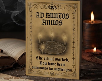Printable Occult Gothic Birthday Card 5x7 – Medieval Summoning Ritual Manuscript Art Digital Download