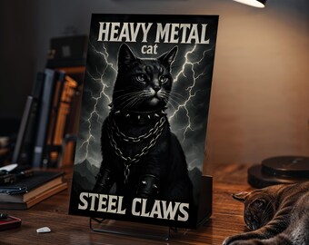 Heavy Metal Cat Printable Poster 2:3 – Steel Claws Epic Metal Wall Art Digital Download