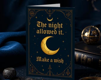Mystical Witchy Printable  Birthday Card 5x7 – Moon Ritual Night Sky Art Digital Download