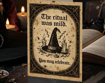 Occult Gothic Printable Birthday Card 5x7 – Playful Ritual Humor Art Digital Download