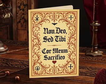 Printable Occult Heretical Valentine Card 5x7 – Gothic Manuscript Devotion Digital Download
