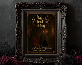 Printable Baroque Gothic Valentine Card 5x7 – Majestic Dark Romance Art Digital Download