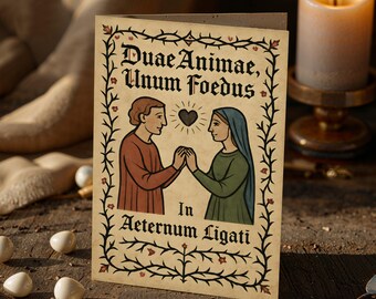 Gothic Medieval Printable Valentine Card 5x7 – Manuscript Style Love Art Digital Download