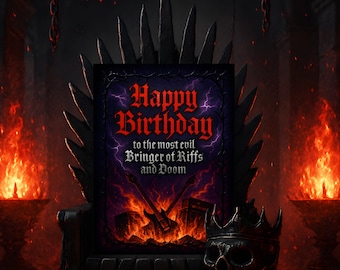 Extreme Metal Birthday Printable Card 5x7 – Gothic Happy Birthday,  Digital Download