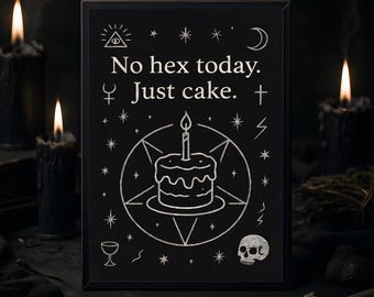 Witchy Gothic Birthday Card 5x7 – Occult Cake Humor Art  Digital Download
