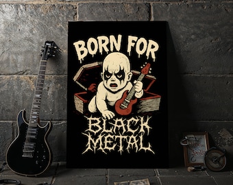Demonic Baby Black Metal Printable Poster  –  Horror Comic Wall Art, Heavy Metal Digital Download