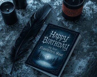 Frostbitten Birthday Occult Printable Card 5x7 – Cold Gothic Forest Style  Digital Download