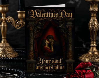 Gothic Baroque Valentine Printable Card 5x7 – Dark Romantic Love Art Digital Download
