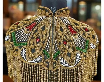Multicolour handmade pearl bridal cape: Wedding & Evening shoulder Cover-Up