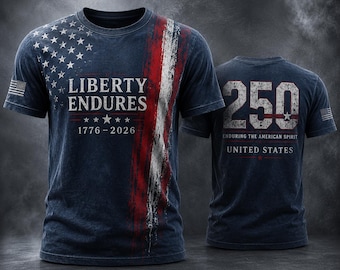 Liberty Endures All Over Print Unisex T Shirt, Enduring The American Spirit Tee, United States 1776 2026 Apparel