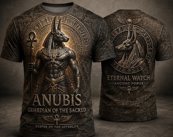 Anubis Guardian Of The Sacred All Over Print Unisex T Shirt, Keeper Of The Afterlife Ancient Power Tee