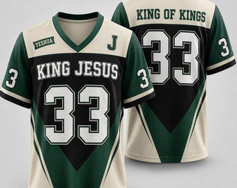 King Jesus Mesh Football Jersey, King Of Kings Yeshua Varsity Shirt, Christian Faith Number 33 Activewear