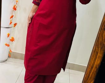 Kurti indio con pantalón / Ropa étnica de algodón para mujer / Atuendo diario cómodo / Ropa hecha a mano