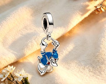 ディズニー ドナルドダック ダングルチャーム、ブレスレットやネックレス用チャーム、925スターリングシルバーチャーム、最高のギフト、パンドラ互換チャーム