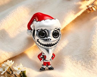 ディズニー ナイトメアー・ビフォア・クリスマス ジャック・スケリントン チャーム、ブレスレットまたはネックレス用チャーム、シルバーチャーム、パンドラ互換チャーム