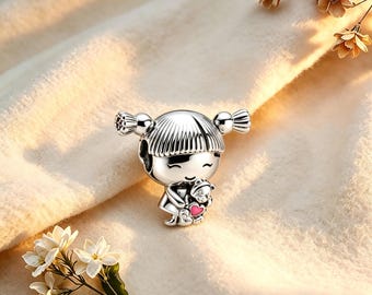少女チャームペンダント、ブレスレットやネックレス用チャーム、925スターリングシルバーチャーム、最高のギフト、パンドラ互換チャーム