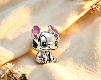 ディズニー リロ＆スティッチ チャームペンダント、ブレスレットやネックレス用チャーム、925スターリングシルバーチャーム、最高のギフト、パンドラ互換チャーム