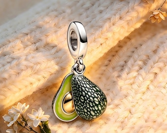 Avocado Double Dangle Charm Pendant, Charm for Bracelet or Necklace, 925 Sterling Silver Charm, Best Gifts, Pandora Compatible Charm
