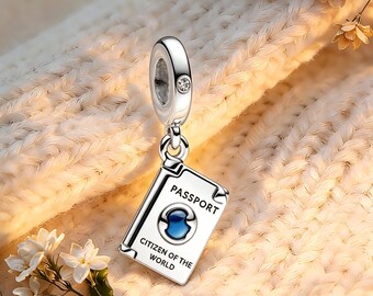 Openable Passport Dangle Charm Pendant, Charm for Bracelet or Necklace, 925 Sterling Silver Charm, Best Gifts, Pandora Compatible Charm