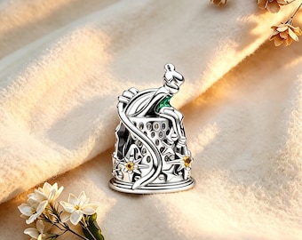 Disney Tinker Bell Celestial Thimble Charm, Charm for Bracelet or Necklace, 925 Sterling Silver Charm, Best Gifts, Pandora Compatible Charm