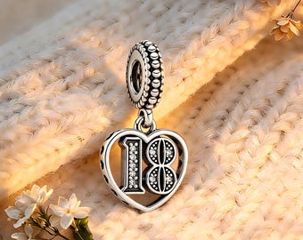 18e viering bengelhanger, bedel voor armband of ketting, 925 sterlingzilveren bedel, beste cadeaus, Pandora-compatibele bedel