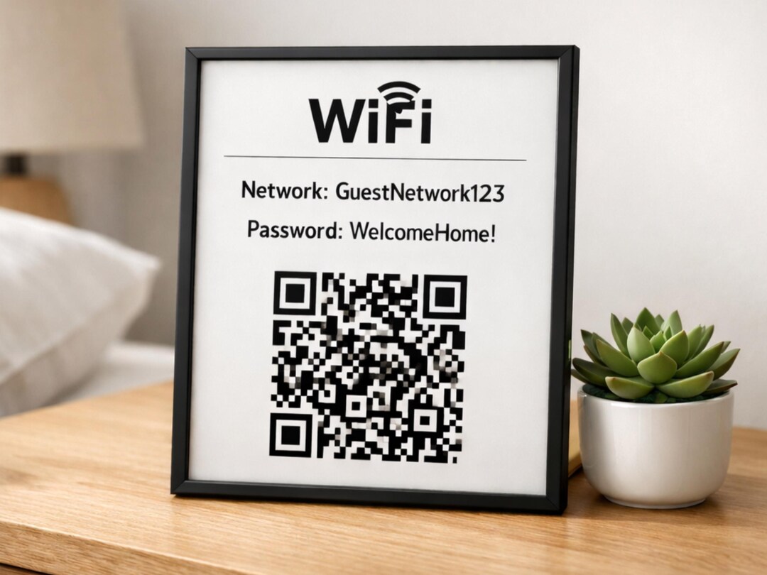 Wifi QR Code Sign for Airbnb, Custom Scannable Guest Welcome Print ...