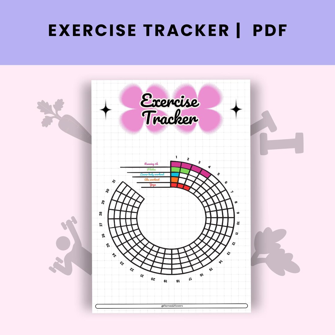 Exercise Tracker Printable PDF | Cute Fitness Habit Tracker | Weight ...