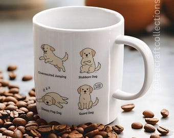Golden Retriever Dog Anatomy Mug: Cartoon Puppy Lover Coffee Cup