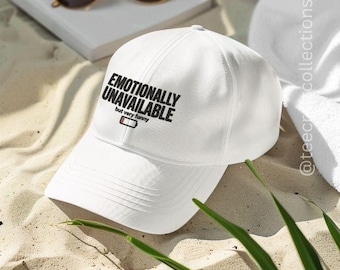 Emotionally Unavailable but Very Funny Dad Cap | Embroidered Low Battery Graphic
